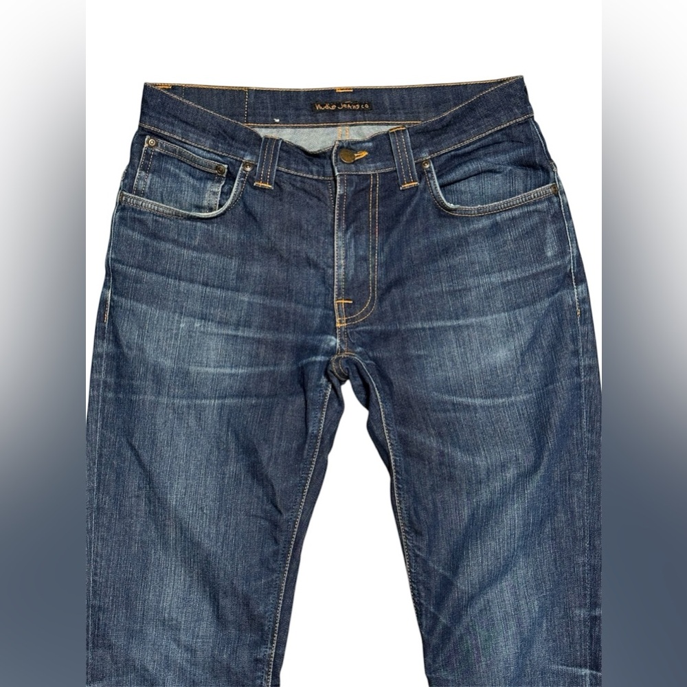 ❌SOLD❌ 134 NUDIE JEANS CO. Men's Thinn Finn Slim Fit Dark Wash Denim Jeans Sz 32 - Picture 5 of 10